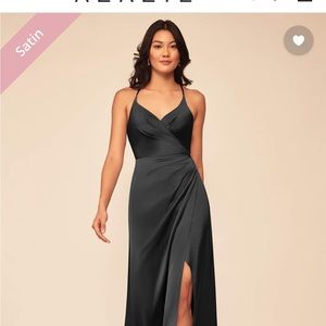 AZAZIE GEANNA
Sheath Pleated Stretch Satin Floor-Length Dress black